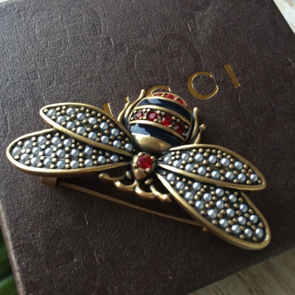 Gucci Gold and Black Bee Brooch